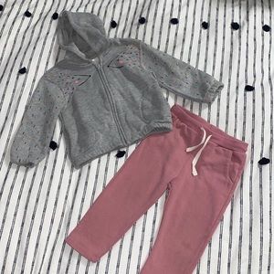 ZARA Girls Matching Zip Up Hoodie Sweater and Sweatpants Set